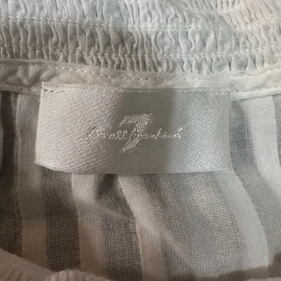 7 FOR ALL MANKIND Women's Peter Pan Collar Ruffle Top Size S In White - Picture 9 of 13